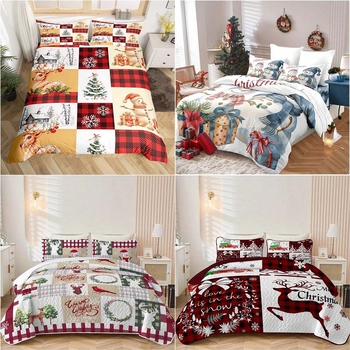 2025 m. karštas kalėdinis žiemos trijų dalių lovos komplektas, šlifuojamas antklodės užvalkalas, pagalvės užvalkalas, HD skaitmeninis spausdinimas, suasmenintas gaminimas