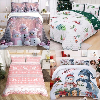 2025 m. karštas kalėdinis žiemos trijų dalių lovos komplektas, šlifuojamas antklodės užvalkalas, pagalvės užvalkalas, HD skaitmeninis spausdinimas, suasmenintas gaminimas