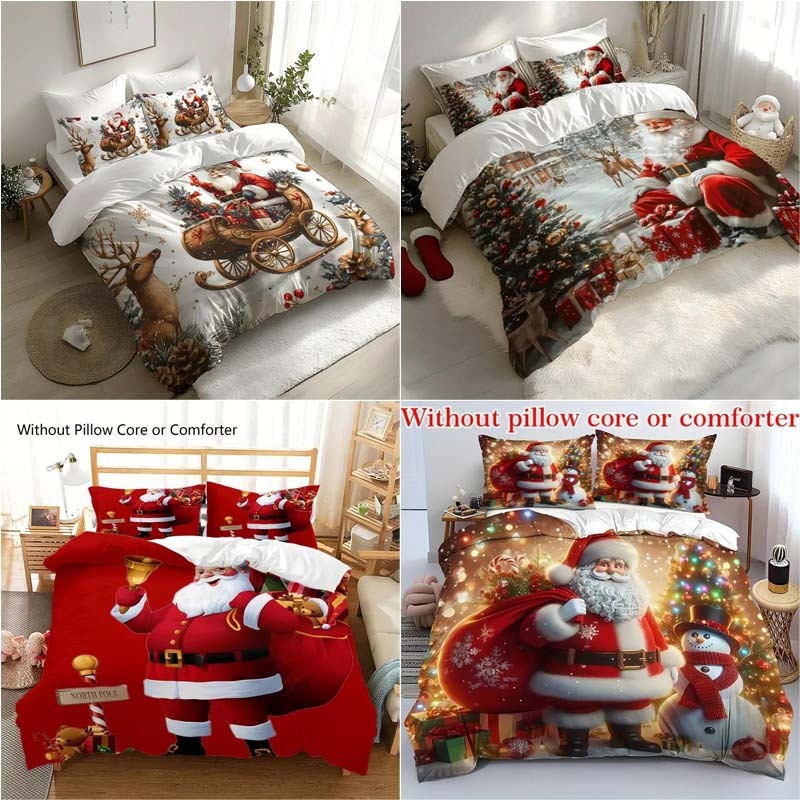 2025 m. karštas kalėdinis žiemos trijų dalių lovos komplektas, šlifuojamas antklodės užvalkalas, pagalvės užvalkalas, HD skaitmeninis spausdinimas, suasmenintas gaminimas