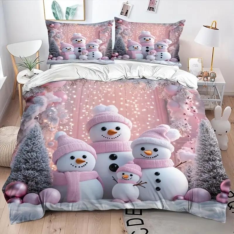 2025 m. karštas kalėdinis žiemos trijų dalių lovos komplektas, šlifuojamas antklodės užvalkalas, pagalvės užvalkalas, HD skaitmeninis spausdinimas, suasmenintas gaminimas