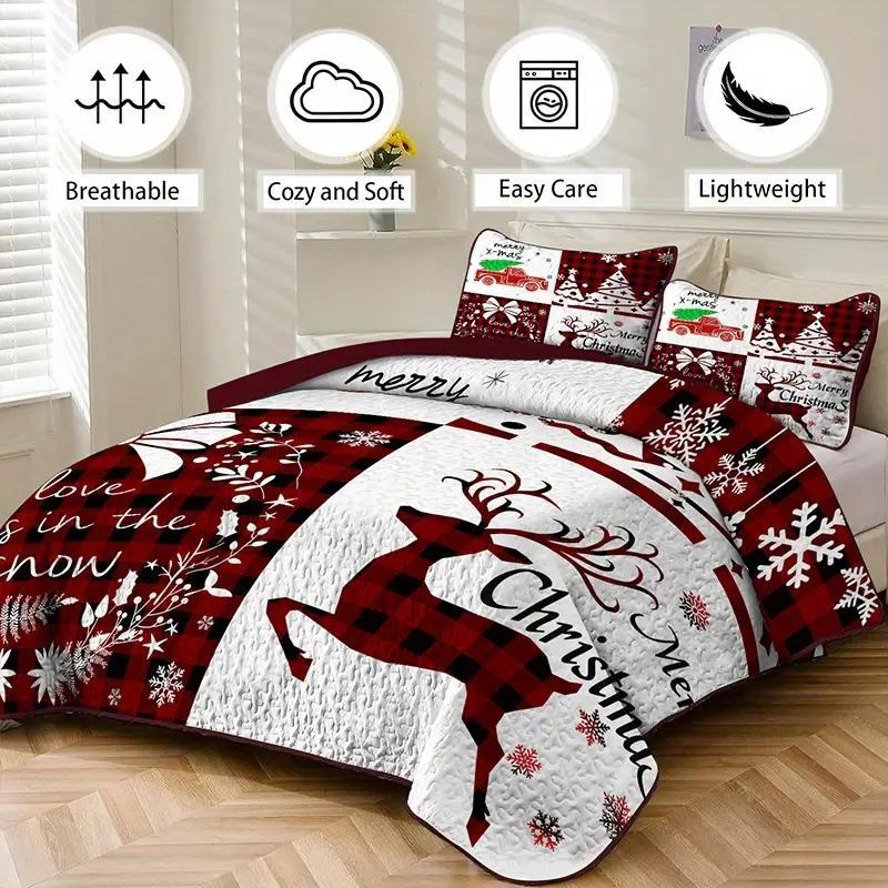 2025 m. karštas kalėdinis žiemos trijų dalių lovos komplektas, šlifuojamas antklodės užvalkalas, pagalvės užvalkalas, HD skaitmeninis spausdinimas, suasmenintas gaminimas