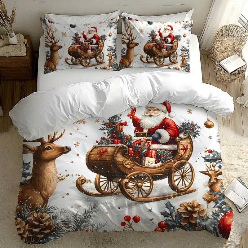 2025 m. karštas kalėdinis žiemos trijų dalių lovos komplektas, šlifuojamas antklodės užvalkalas, pagalvės užvalkalas, HD skaitmeninis spausdinimas, suasmenintas gaminimas