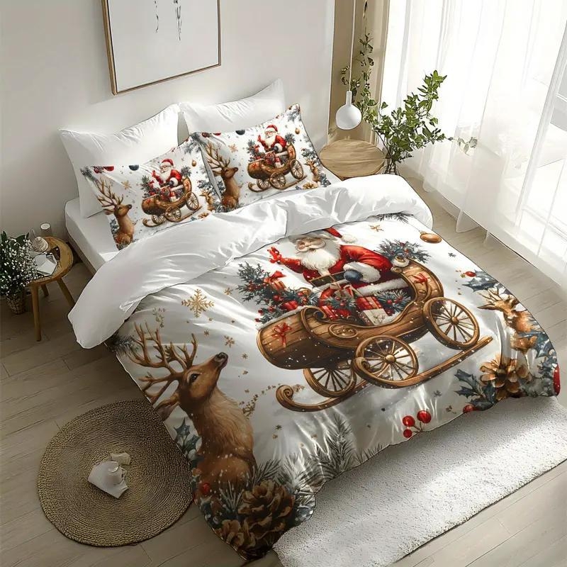 2025 m. karštas kalėdinis žiemos trijų dalių lovos komplektas, šlifuojamas antklodės užvalkalas, pagalvės užvalkalas, HD skaitmeninis spausdinimas, suasmenintas gaminimas