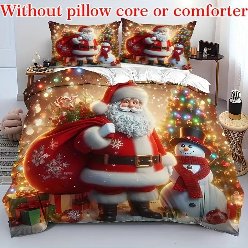 2025 m. karštas kalėdinis žiemos trijų dalių lovos komplektas, šlifuojamas antklodės užvalkalas, pagalvės užvalkalas, HD skaitmeninis spausdinimas, suasmenintas gaminimas