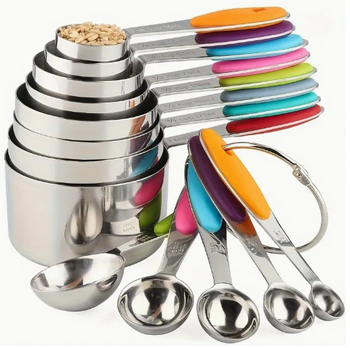 Nerūdijančio plieno matavimo puodelių ir matavimo šaukštų rinkinys, 23 dalys su skale, magnetinis dvigalvis matavimo šaukštas, aukso spalvos, juodas kepimo matavimo įrankis
