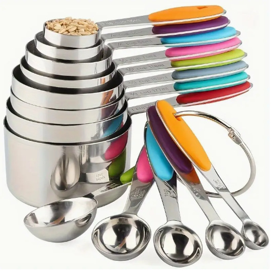 Nerūdijančio plieno matavimo puodelių ir matavimo šaukštų rinkinys, 23 dalys su skale, magnetinis dvigalvis matavimo šaukštas, aukso spalvos, juodas kepimo matavimo įrankis