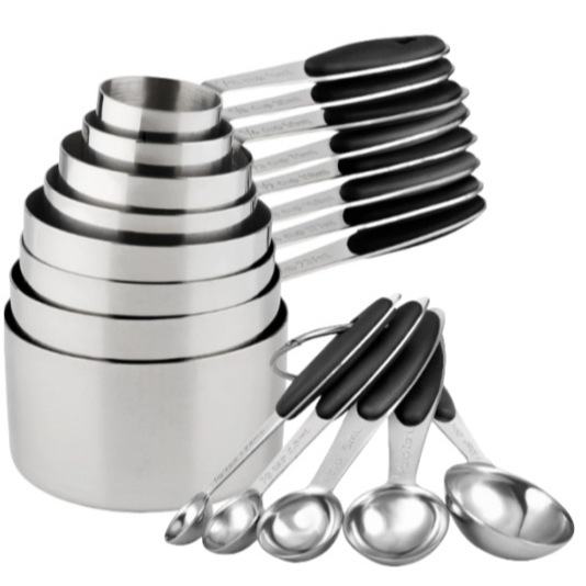 Nerūdijančio plieno matavimo puodelių ir matavimo šaukštų rinkinys, 23 dalys su skale, magnetinis dvigalvis matavimo šaukštas, aukso spalvos, juodas kepimo matavimo įrankis