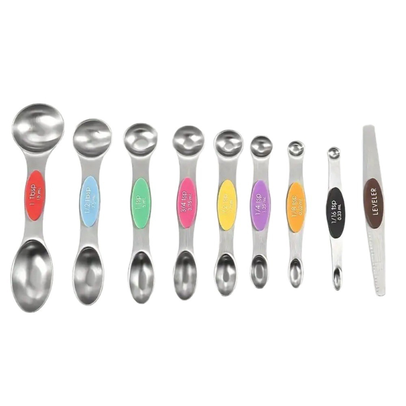 Nerūdijančio plieno matavimo puodelių ir matavimo šaukštų rinkinys, 23 dalys su skale, magnetinis dvigalvis matavimo šaukštas, aukso spalvos, juodas kepimo matavimo įrankis