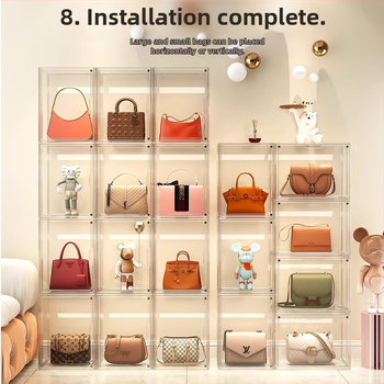 Koti hoiustamise artefakt Luksuslik läbipaistev magnetiline neeldumiskarp Ligipääsetav luksuslik hoiuriiul Tolmukindel riidest vitriinkapp