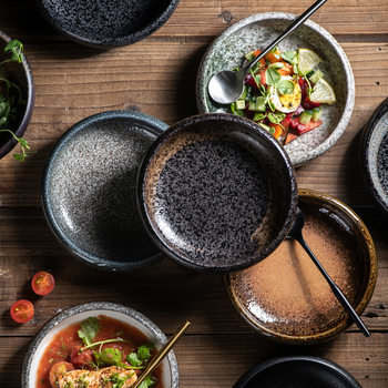 „Meiguang“ japoniško stiliaus keraminiai stalo įrankiai, 6 colių apvali gili lėkštė, korėjietiško stiliaus kimchi suši vaisių lėkštė, šaltų patiekalų stalo įrankiai