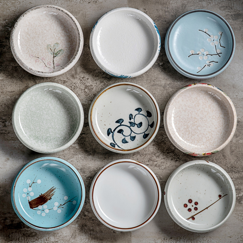 „Meiguang“ japoniško stiliaus keraminiai stalo įrankiai, 6 colių apvali gili lėkštė, korėjietiško stiliaus kimchi suši vaisių lėkštė, šaltų patiekalų stalo įrankiai