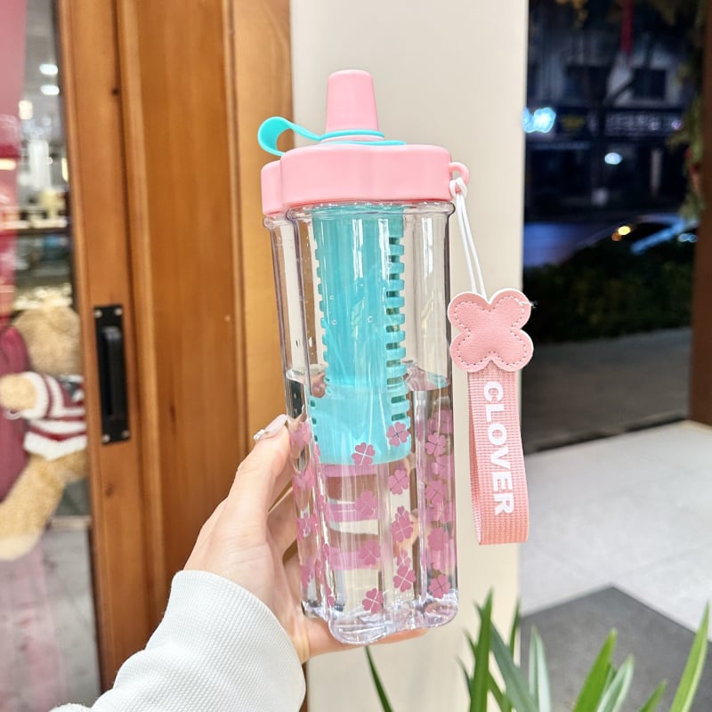 Aukštos kokybės naujas nešiojamas arbatos ir vandens atskiriantis arbatos puodelis su siurbimo vamzdeliu, moteriškas kvapnus arbatos plastikinis sportinis vandens puodelis, didelės talpos, vasarinis