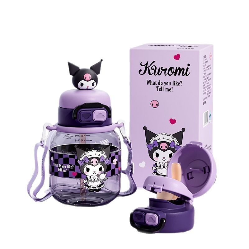 Sanrio Kidsren's Nezha vízipohár nyári lány diák iskoláslány esésgátló hordozható rajzfilm új dupla szívószálas pohár