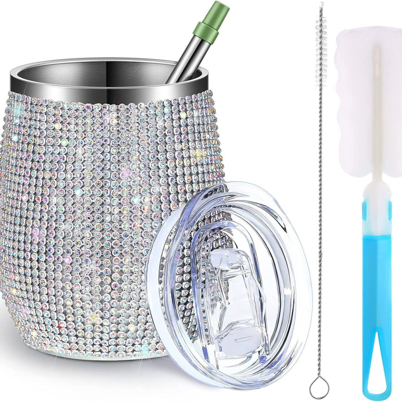 Uus Amazoni teemantkattega kahekihiline roostevabast terasest isoleeritud munatops 12oz punase veini kinketops laos