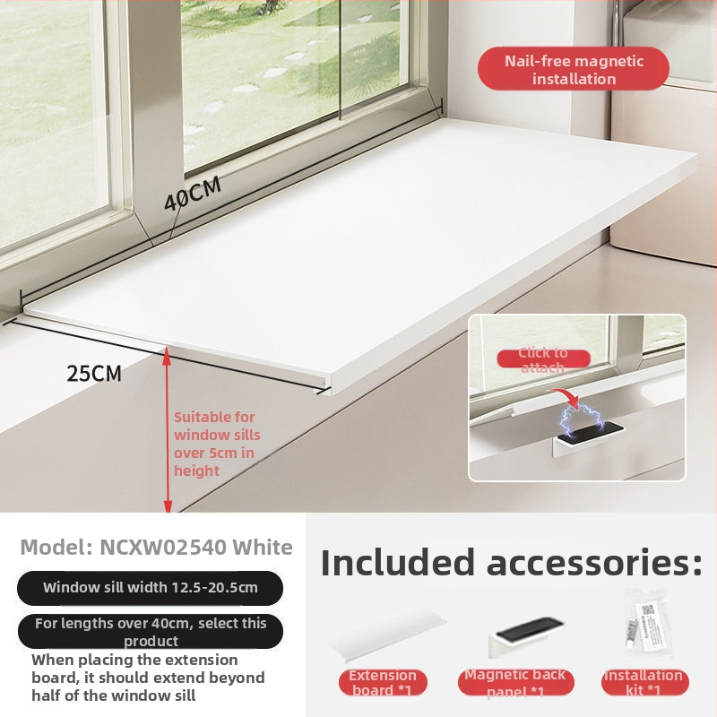 Löögivaba köögi aknalaua pikendusplaadi hoiuriiul, tööpinna laiendatud akna magnetiline vaheseina pikendus, kahekihiline hoiuriiul