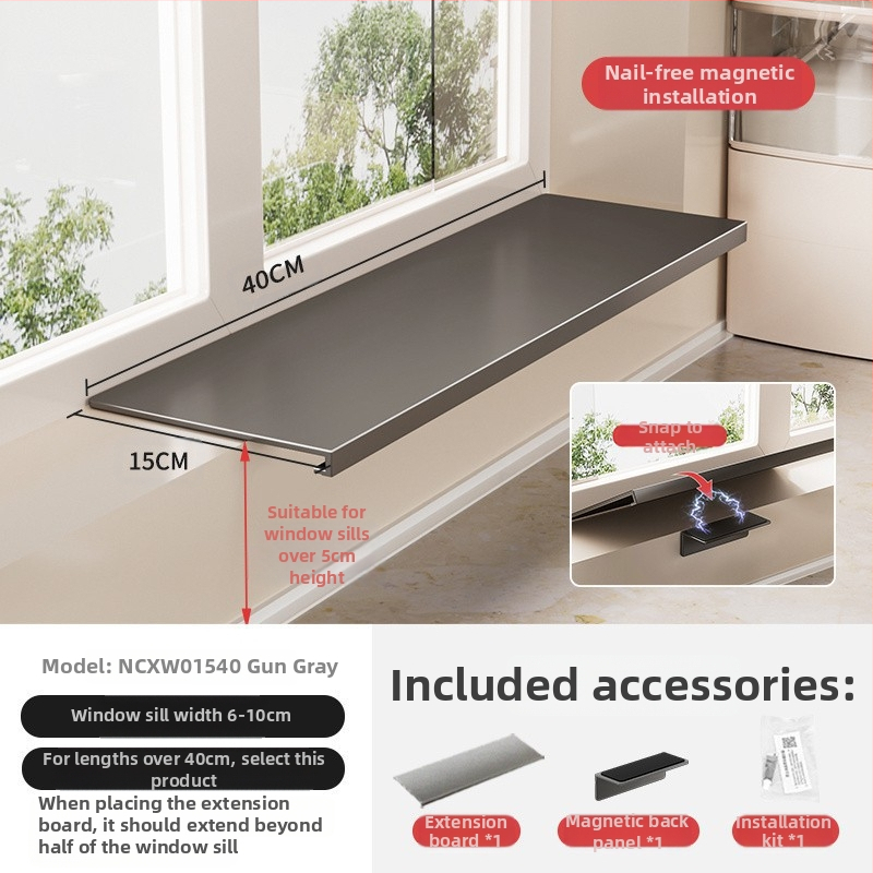 Löögivaba köögi aknalaua pikendusplaadi hoiuriiul, tööpinna laiendatud akna magnetiline vaheseina pikendus, kahekihiline hoiuriiul