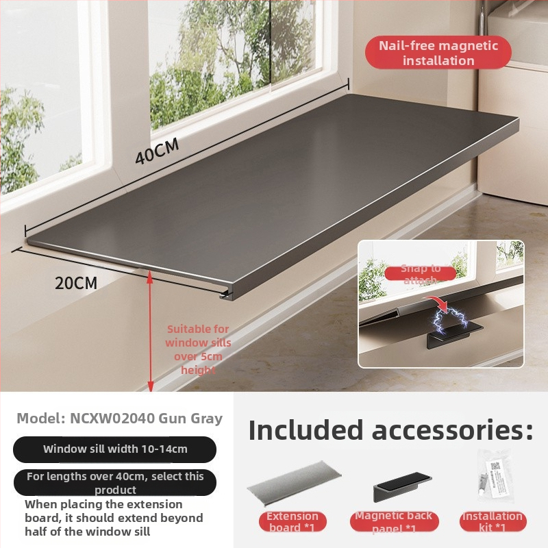 Löögivaba köögi aknalaua pikendusplaadi hoiuriiul, tööpinna laiendatud akna magnetiline vaheseina pikendus, kahekihiline hoiuriiul