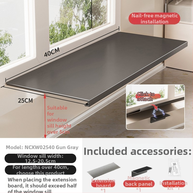 Löögivaba köögi aknalaua pikendusplaadi hoiuriiul, tööpinna laiendatud akna magnetiline vaheseina pikendus, kahekihiline hoiuriiul