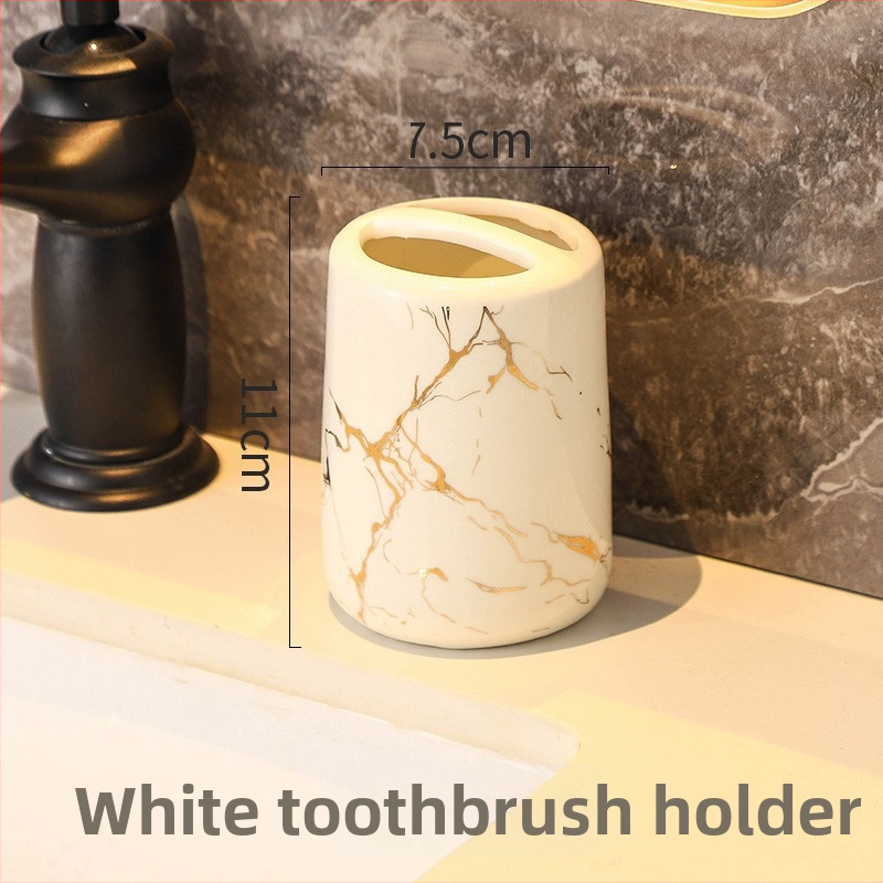 Euroopa stiilis moodne tekiga hoiustatav hambaharjahoidja majapidamise vannitoas marmormustriga keraamiline kosmeetiline paarile mõeldud hambaharja tass