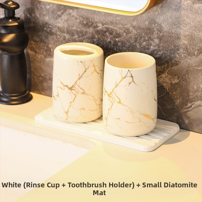 Euroopa stiilis moodne tekiga hoiustatav hambaharjahoidja majapidamise vannitoas marmormustriga keraamiline kosmeetiline paarile mõeldud hambaharja tass