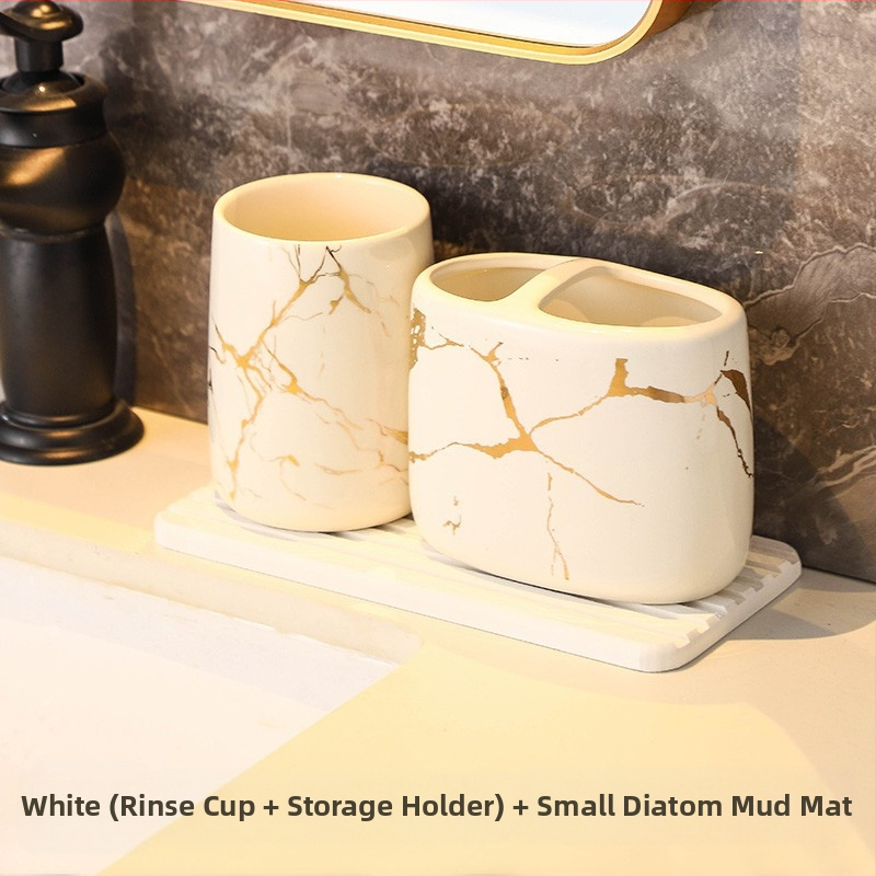 Euroopa stiilis moodne tekiga hoiustatav hambaharjahoidja majapidamise vannitoas marmormustriga keraamiline kosmeetiline paarile mõeldud hambaharja tass