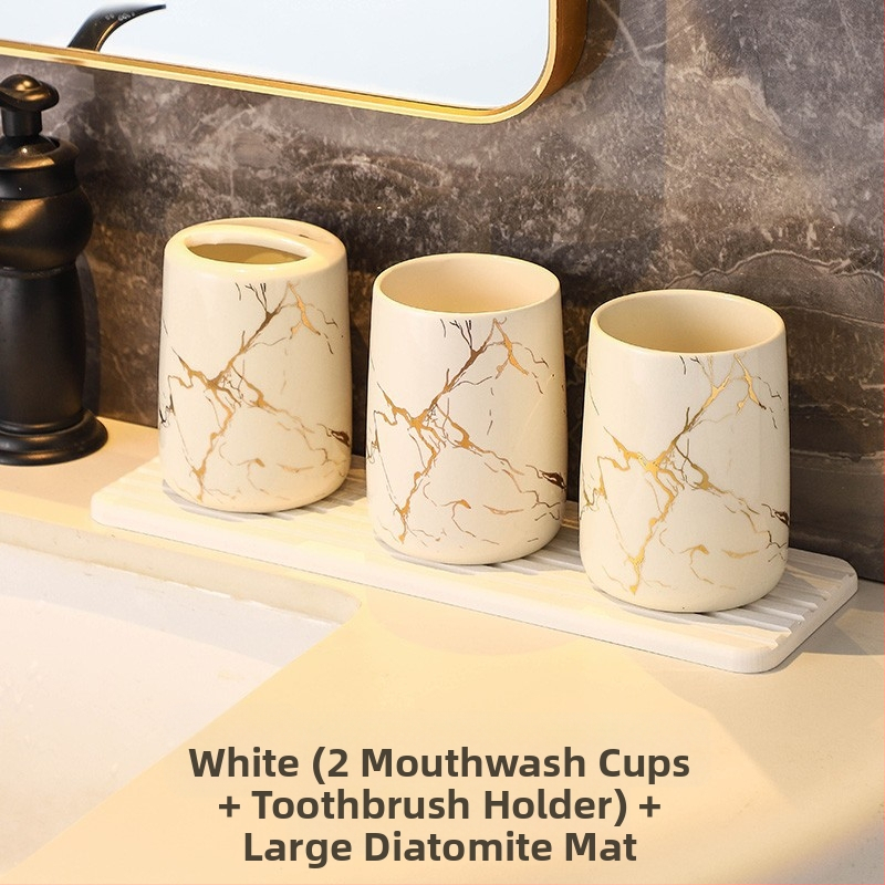 Euroopa stiilis moodne tekiga hoiustatav hambaharjahoidja majapidamise vannitoas marmormustriga keraamiline kosmeetiline paarile mõeldud hambaharja tass