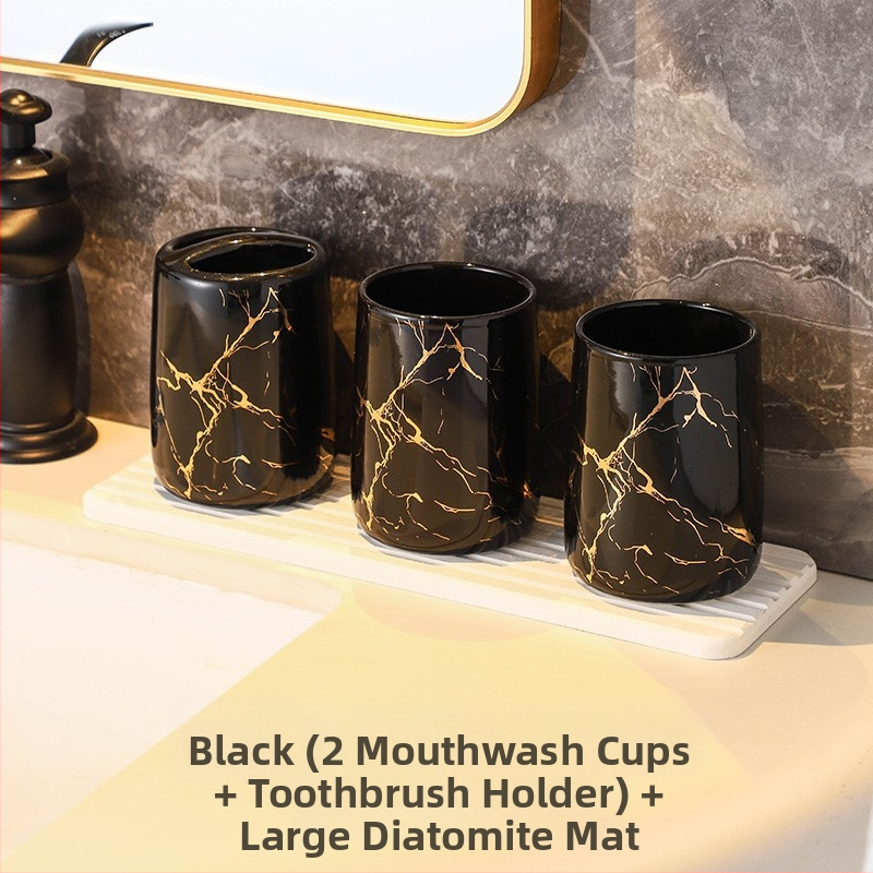 Euroopa stiilis moodne tekiga hoiustatav hambaharjahoidja majapidamise vannitoas marmormustriga keraamiline kosmeetiline paarile mõeldud hambaharja tass