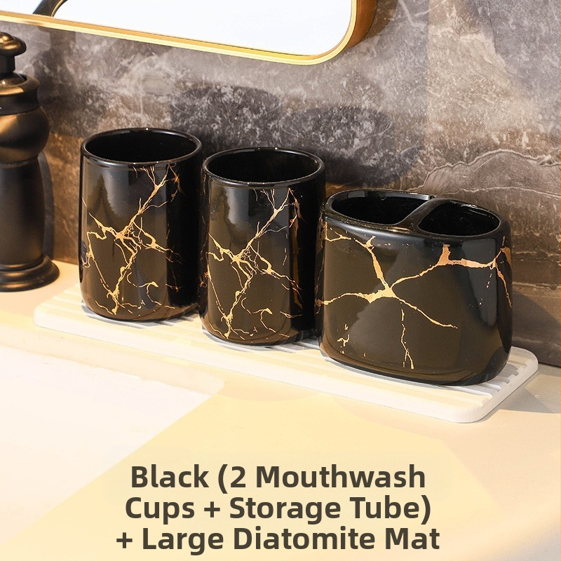 Euroopa stiilis moodne tekiga hoiustatav hambaharjahoidja majapidamise vannitoas marmormustriga keraamiline kosmeetiline paarile mõeldud hambaharja tass