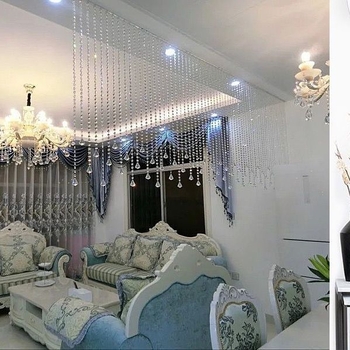 Krištolinių karoliukų užuolaidų pertvara, svetainė, miegamasis, fengšui dekoracija, praėjimas, vonios kambarys, užuolaidų ekranas, be perforatorių, karoliukų durų užuolaida