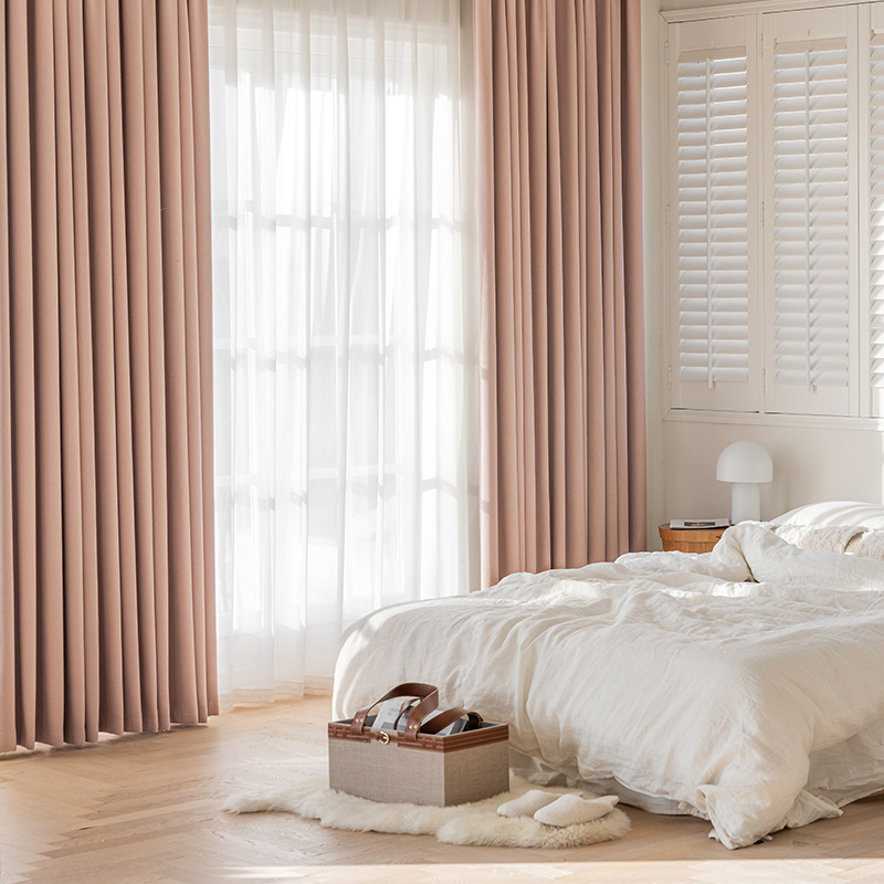 Miegamojo užuolaidos, visiškai užtamsintos, sutirštintos medvilnės ir lino, modernios, paprastos prancūziško įėjimo, prabangios „matcha“ spalvos, apdailos svetainės, gamyklinis tiesioginis pardavimas.