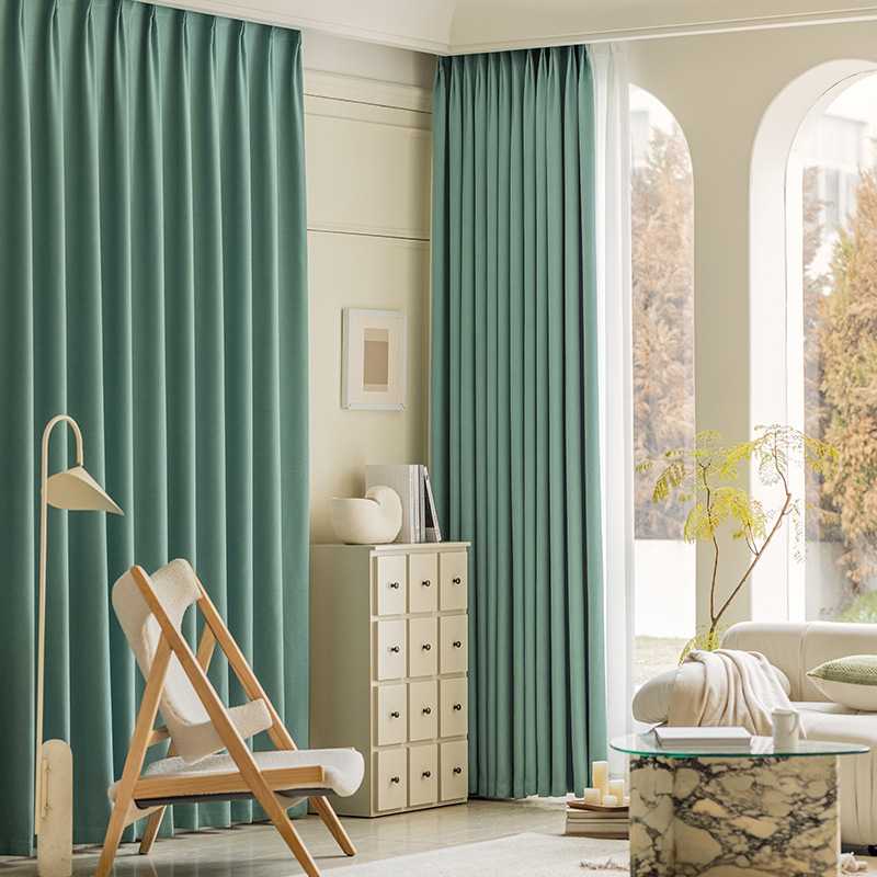 Miegamojo užuolaidos, visiškai užtamsintos, sutirštintos medvilnės ir lino, modernios, paprastos prancūziško įėjimo, prabangios „matcha“ spalvos, apdailos svetainės, gamyklinis tiesioginis pardavimas.