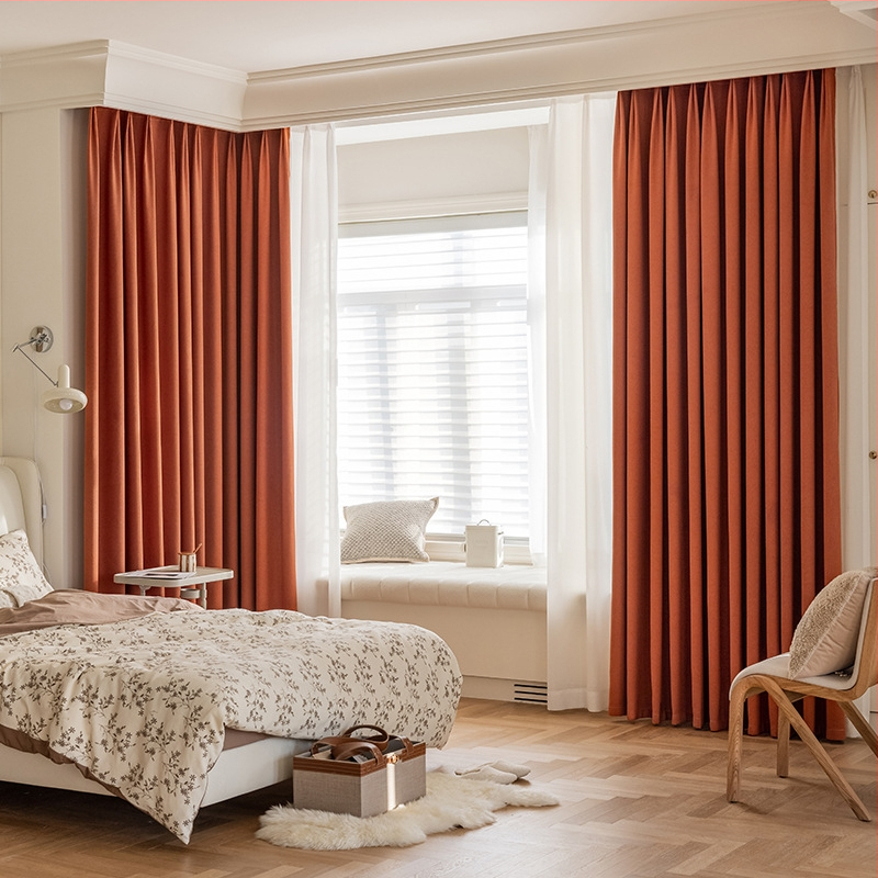 Miegamojo užuolaidos, visiškai užtamsintos, sutirštintos medvilnės ir lino, modernios, paprastos prancūziško įėjimo, prabangios „matcha“ spalvos, apdailos svetainės, gamyklinis tiesioginis pardavimas.