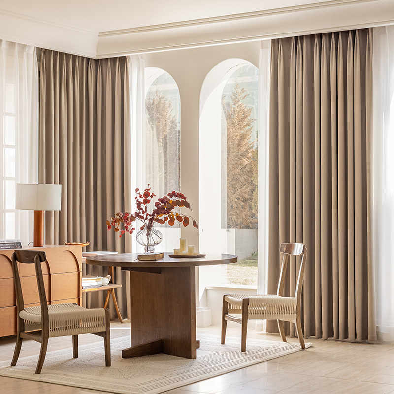 Miegamojo užuolaidos, visiškai užtamsintos, sutirštintos medvilnės ir lino, modernios, paprastos prancūziško įėjimo, prabangios „matcha“ spalvos, apdailos svetainės, gamyklinis tiesioginis pardavimas.