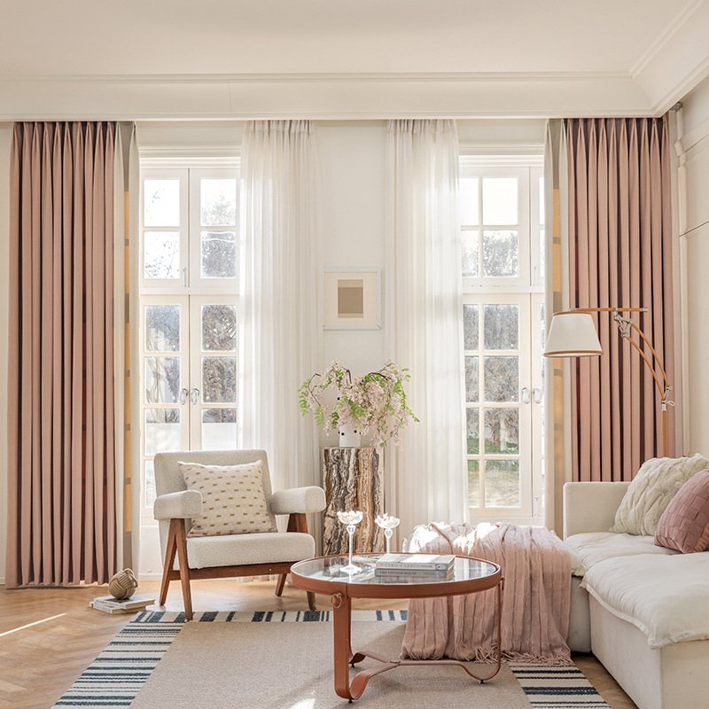 Miegamojo užuolaidos, visiškai užtamsintos, sutirštintos medvilnės ir lino, modernios, paprastos prancūziško įėjimo, prabangios „matcha“ spalvos, apdailos svetainės, gamyklinis tiesioginis pardavimas.