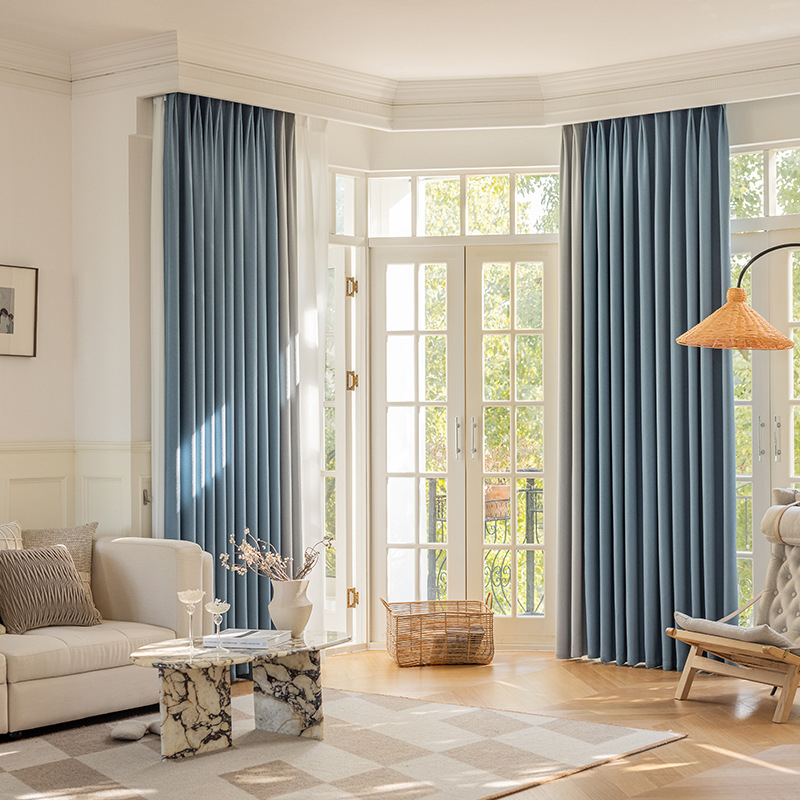 Miegamojo užuolaidos, visiškai užtamsintos, sutirštintos medvilnės ir lino, modernios, paprastos prancūziško įėjimo, prabangios „matcha“ spalvos, apdailos svetainės, gamyklinis tiesioginis pardavimas.