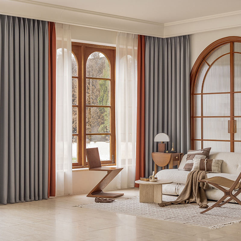 Miegamojo užuolaidos, visiškai užtamsintos, sutirštintos medvilnės ir lino, modernios, paprastos prancūziško įėjimo, prabangios „matcha“ spalvos, apdailos svetainės, gamyklinis tiesioginis pardavimas.