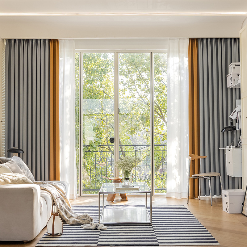 Miegamojo užuolaidos, visiškai užtamsintos, sutirštintos medvilnės ir lino, modernios, paprastos prancūziško įėjimo, prabangios „matcha“ spalvos, apdailos svetainės, gamyklinis tiesioginis pardavimas.