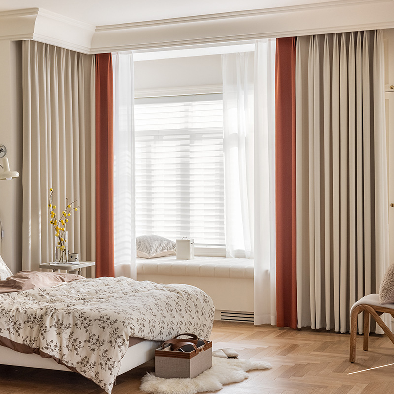 Miegamojo užuolaidos, visiškai užtamsintos, sutirštintos medvilnės ir lino, modernios, paprastos prancūziško įėjimo, prabangios „matcha“ spalvos, apdailos svetainės, gamyklinis tiesioginis pardavimas.