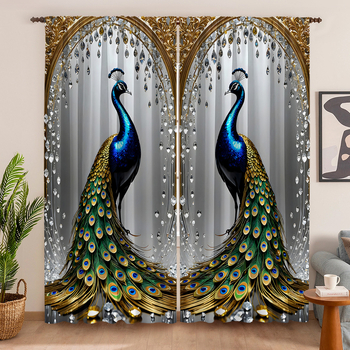 2 vnt. „Peacock Curtain Factory“ 3D skaitmeninis spausdinimas, tarpvalstybinė „Amazon“ užuolaidų karšto pardavimo gėlė