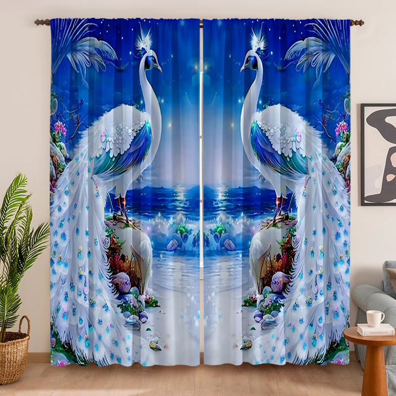 2 vnt. „Peacock Curtain Factory“ 3D skaitmeninis spausdinimas, tarpvalstybinė „Amazon“ užuolaidų karšto pardavimo gėlė