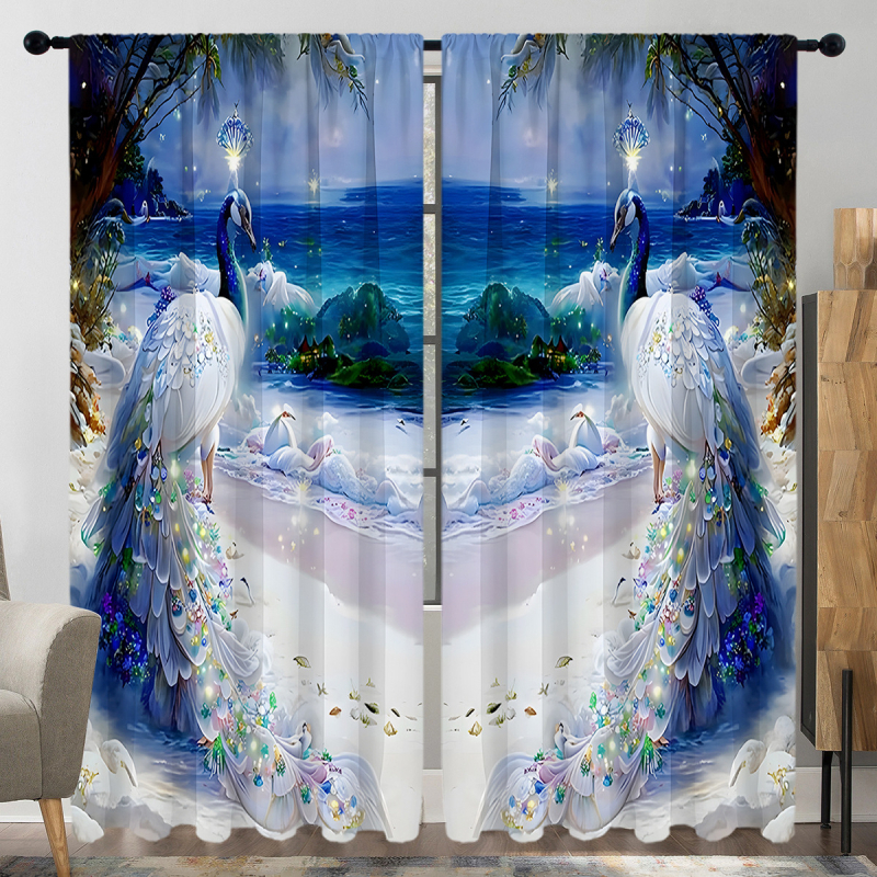 2 vnt. „Peacock Curtain Factory“ 3D skaitmeninis spausdinimas, tarpvalstybinė „Amazon“ užuolaidų karšto pardavimo gėlė