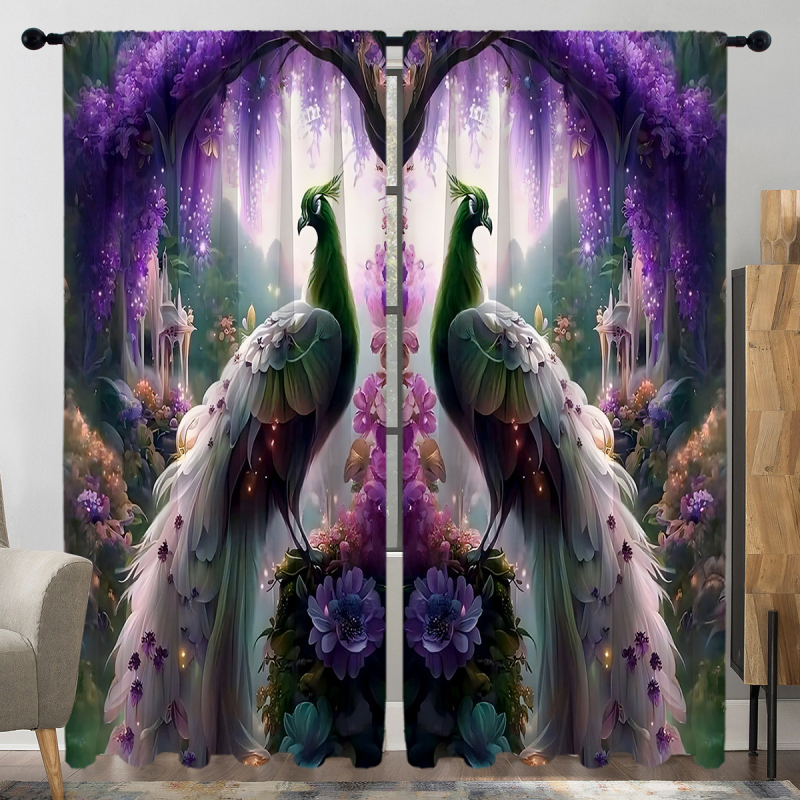 2 vnt. „Peacock Curtain Factory“ 3D skaitmeninis spausdinimas, tarpvalstybinė „Amazon“ užuolaidų karšto pardavimo gėlė