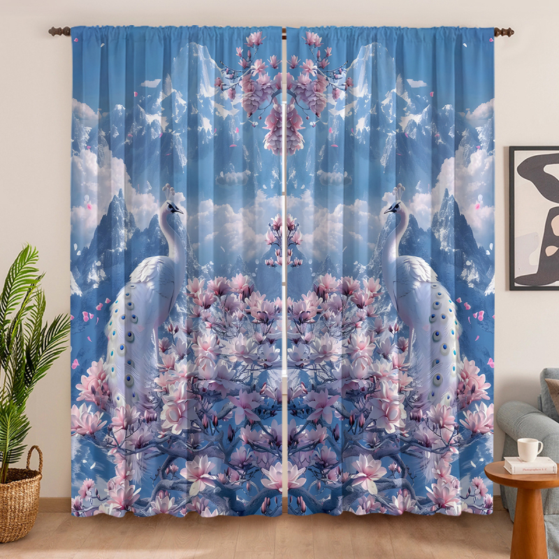 2 vnt. „Peacock Curtain Factory“ 3D skaitmeninis spausdinimas, tarpvalstybinė „Amazon“ užuolaidų karšto pardavimo gėlė