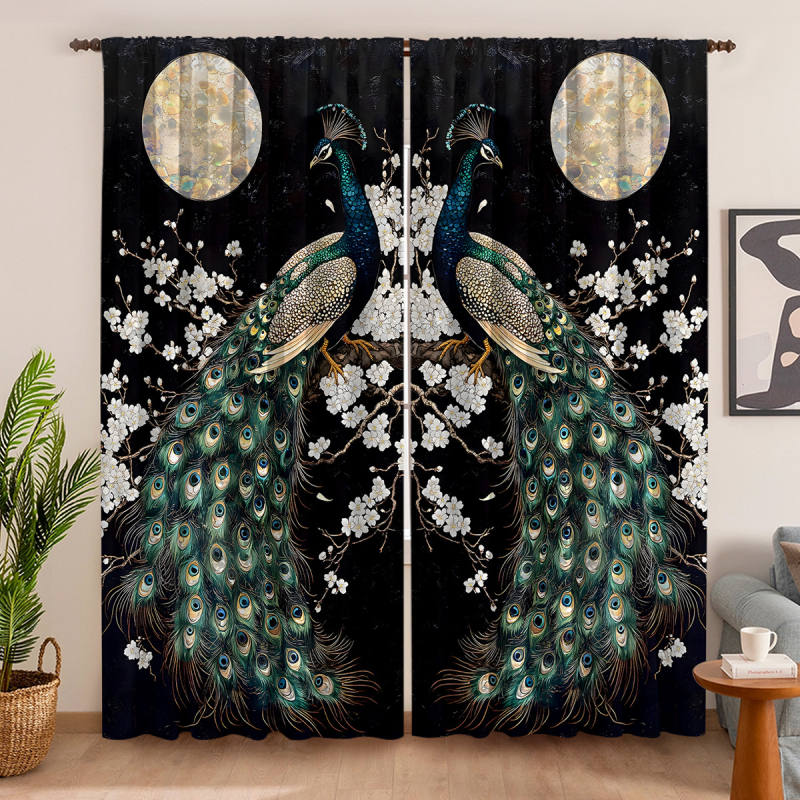 2 vnt. „Peacock Curtain Factory“ 3D skaitmeninis spausdinimas, tarpvalstybinė „Amazon“ užuolaidų karšto pardavimo gėlė