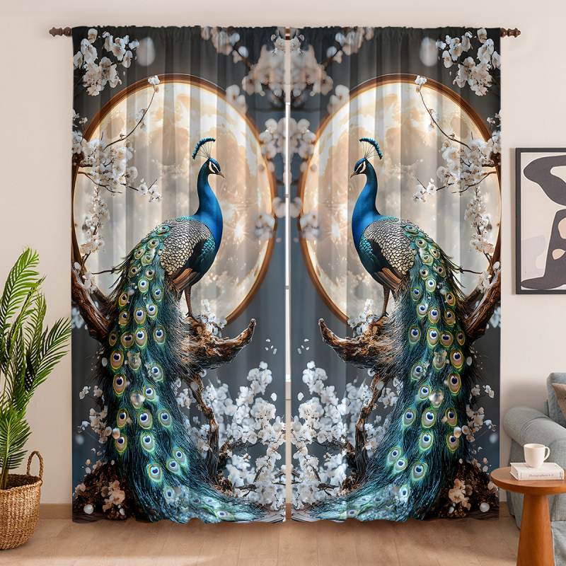 2 vnt. „Peacock Curtain Factory“ 3D skaitmeninis spausdinimas, tarpvalstybinė „Amazon“ užuolaidų karšto pardavimo gėlė