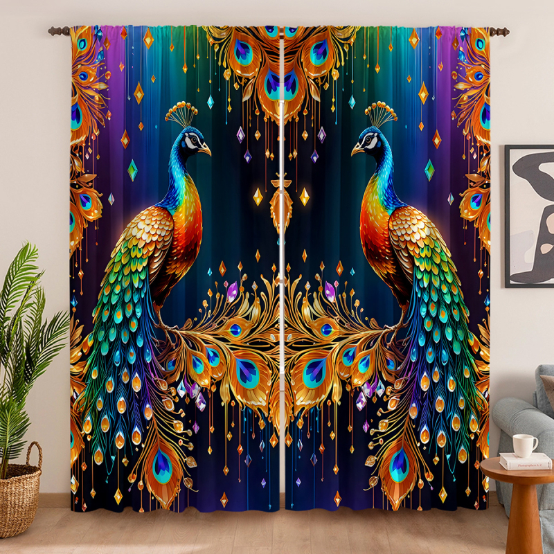 2 vnt. „Peacock Curtain Factory“ 3D skaitmeninis spausdinimas, tarpvalstybinė „Amazon“ užuolaidų karšto pardavimo gėlė