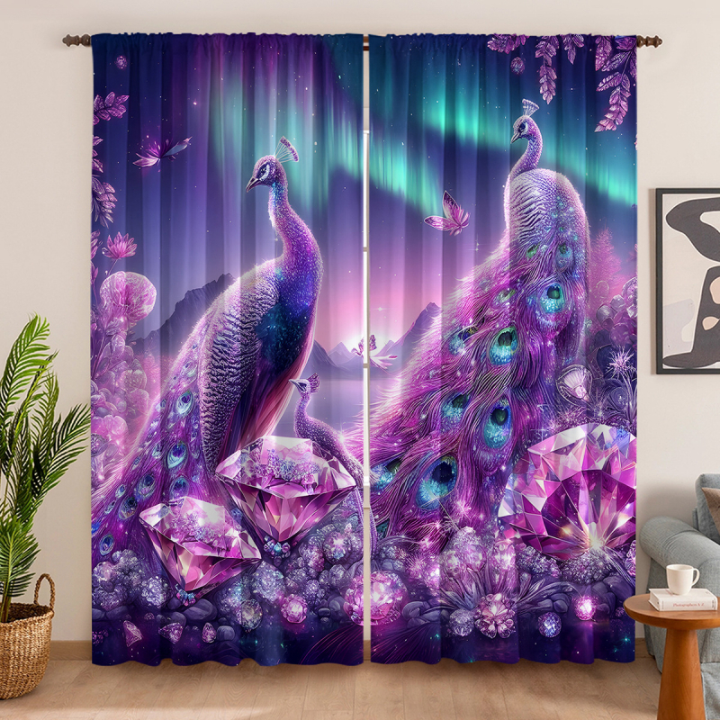 2 vnt. „Peacock Curtain Factory“ 3D skaitmeninis spausdinimas, tarpvalstybinė „Amazon“ užuolaidų karšto pardavimo gėlė