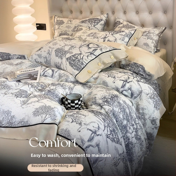 Летен комплект от четири части от ледена коприна, луксозен висок клас, изпран чаршаф от тенсел, калъф за завивка, хладно усещане, спално бельо 2025, нов стил