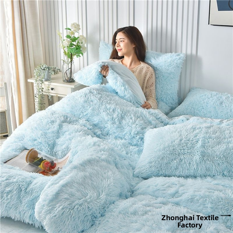 Sustorintos audinės aksominės lovos keturių dalių krištolo aksomo paklodės žiemai šilta pliušinė antklodės užvalkalas koralų aksomas metodas tarpvalstybinis