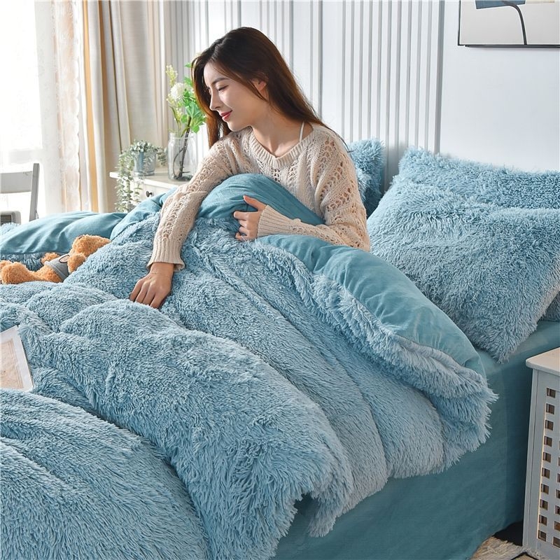 Sustorintos audinės aksominės lovos keturių dalių krištolo aksomo paklodės žiemai šilta pliušinė antklodės užvalkalas koralų aksomas metodas tarpvalstybinis